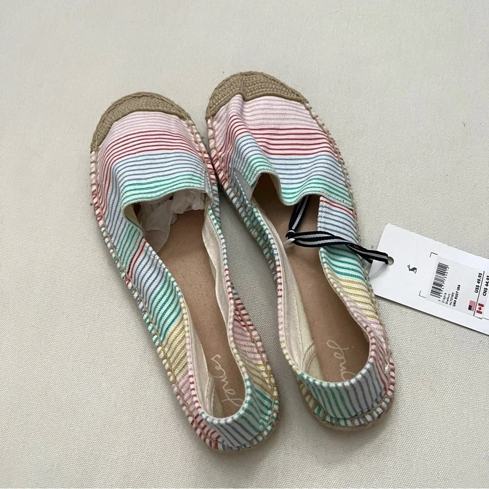 NWT Joules Colorful Striped Espadrille Flats Shoes Size 6 Pink Blue Yellow Green